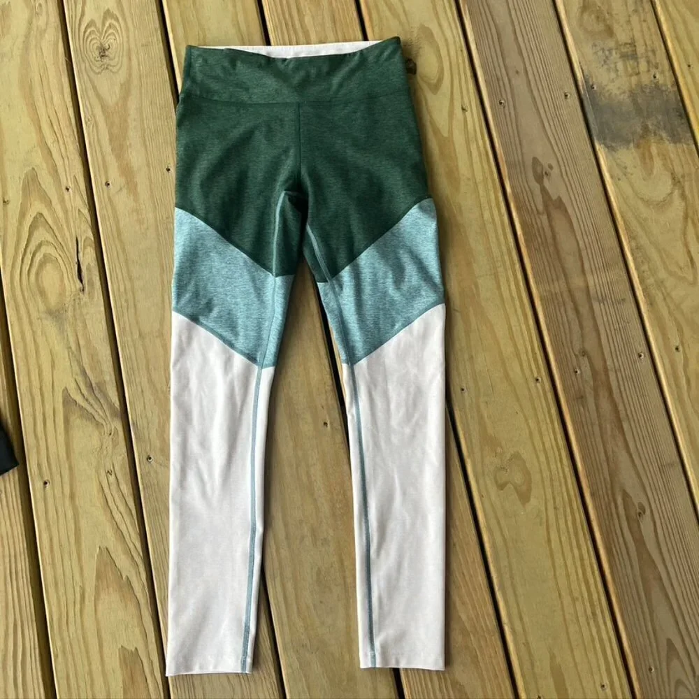 ** Outdoor Voices Green Colorblock Leggings Pink Green Small